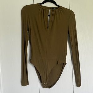Topshop Olive Green Key Hole Bodysuit